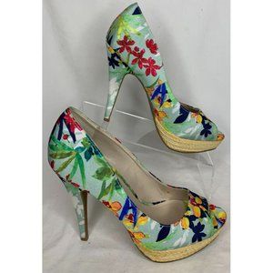 Apt. 9 Blue Floral Stiletto Shoes Sz. 9M - EUC